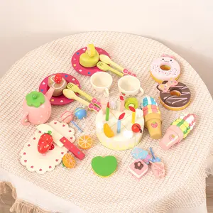 Çocuk ahşap simüle kek dilimleme oyun evi mutfak küçük prenses oyuncak kız yeni yıl ve doğum günü hediyeleri
