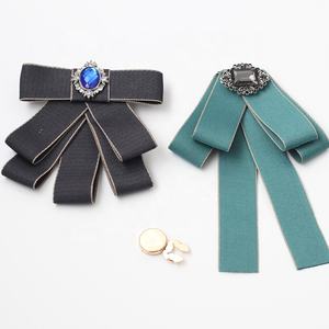 Cuello de camisa de mujer lazo de tela decorativa sin coser Clip en botón regalo elegante - Product Image 6