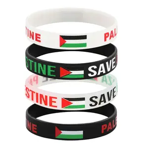 Pattern Silicone Bracelet Hot Selling Custom Logo Stock Rubber Silicone Gaza Wristband Wholesale Palestine Bracelet Motivational Wristband