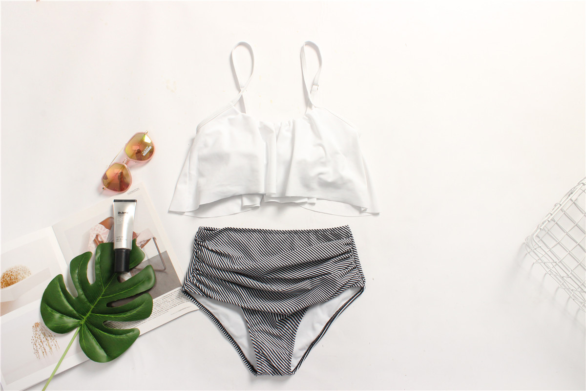 Solid bikini no shoulder hot sexy bikini swimsuit beach wear