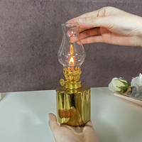 Lampe à huile en céramique de style vintage, lanterne de table plaquée or et argent, lumière décorative pour la maison, décoration de Noël