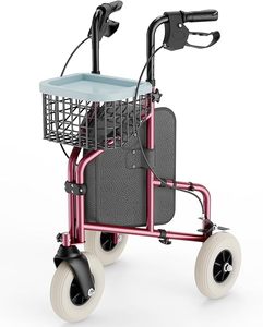 Marcheur roulant léger à 3 roues qualifié FSA/HSA <span class=keywords><strong>pour</strong></span> les personnes âgées plateau de <span class=keywords><strong>panier</strong></span> en fil pliable fournitures de thérapie de rééducation - Product Image 3