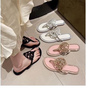 Sandalias de Playa Casuales para Mujer, con Pedrería Floral, Transpirables, Ligeras, de Lujo, con Diamantes, Planas y Modernas para el Verano - Product Image 1