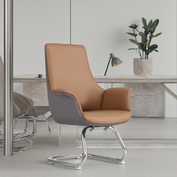 Chaise visiteur de luxe en cuir Pu chaises de bureau professionnelles à domicile de style italien moderne avec base luge en métal chromé pour chambre à coucher