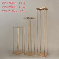 S728 décoration de fête support de fleur vase arc en métal inoxydable cadre en or brillant accessoires de mariage en métal table pièce maîtresse de mariage