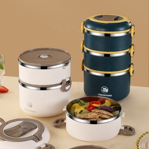 Lonchera Bento de Acero Inoxidable Aislada de 3 Niveles, Hermética, Apta para Microondas, Térmica, para Mantener el Calor de los Alimentos - Product Image 2