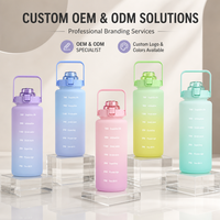 Bouteilles d'eau de sport personnalisées à sublimation couleur dégradée, en Tritan, 1,5L/2L, avec marqueur de temps