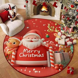 Alfombra antideslizante de Cachemira de dibujos animados de Navidad Fondo lavado Sala de estar Mesa de centro Dormitorio Decoración resistente a la suciedad - Product Image 1