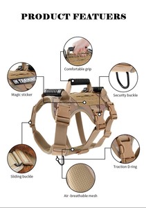 <span class=keywords><strong>Harness</strong></span> Anjing Taktis Heavy Duty, Bahan Nylon Solid Reflektif, Vest yang Dapat Disesuaikan untuk Anjing Besar, Latihan Outdoor - Product Image 2