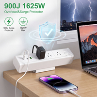 Prise de bureau à fixation par pince en alliage d'aluminium US 65W 13A 125V avec 3 prises CA et 2 ports USB-C, sortie USB
