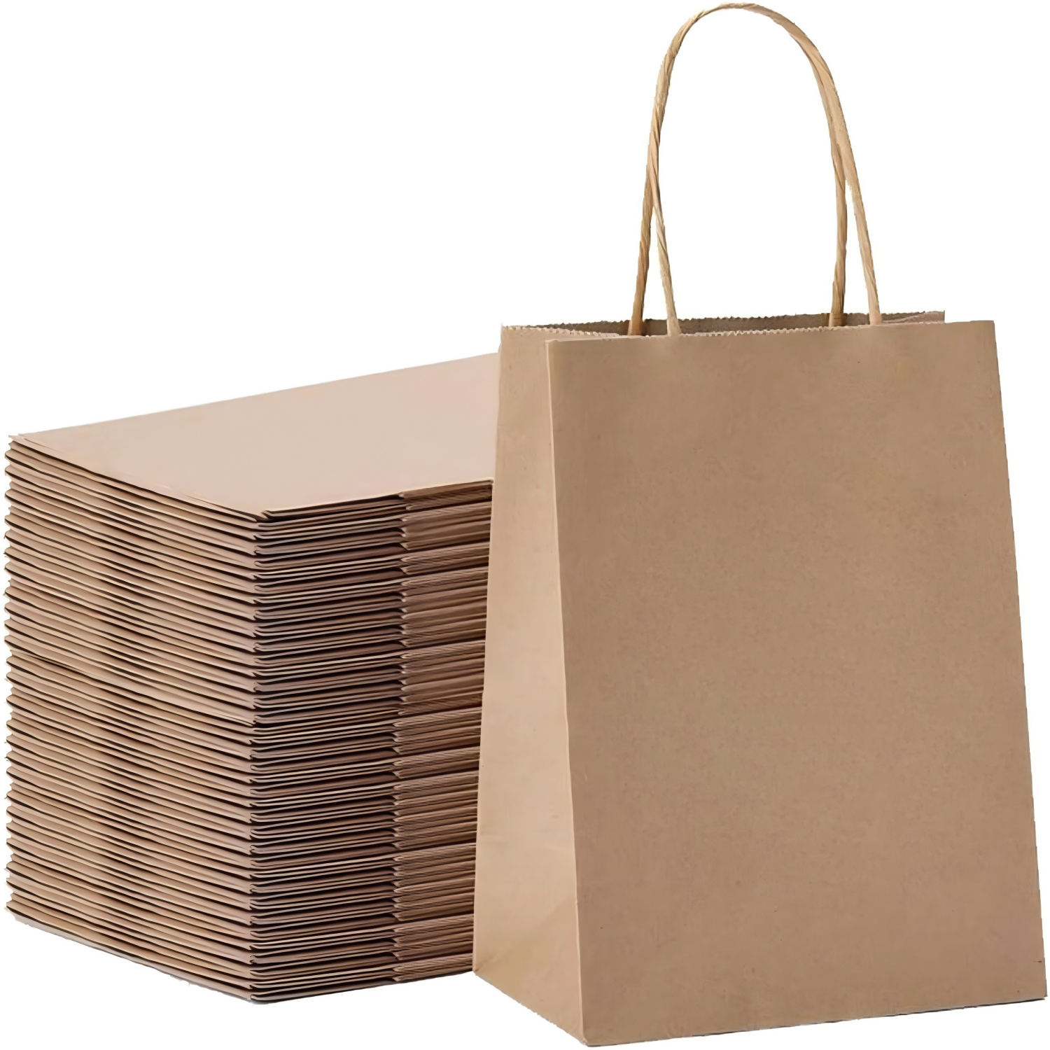 Simple Custom Logo Recyclable Luxury Kraft Paper Bags with Lamination for Supermarket Retail Packaging