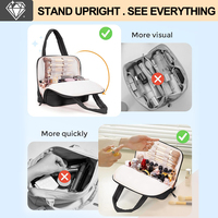 Trousse de Maquillage Pliable sur Pied, Grande Capacité, Organisateur de Cosmétiques de Voyage avec Porte-Pinceaux pour Femmes