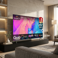 Televisor Inteligente QLED 4K de 75 Pulgadas, Android Google TV, HDR10, para Atmos, WiFi, Retroiluminación LED, Negro, 60Hz, Hogar, Hotel