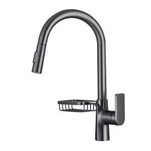 Vente en gros de panier <span class=keywords><strong>à</strong></span> savon Offres Spéciales robinet de cuisine en laiton <span class=keywords><strong>à</strong></span> tirette robinets de cuisine robinets d'eau chaude et froide robinet d'évier - Product Image 1