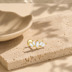 Elegante Pendiente de Plata S925 con Diseño de Corona Marquise y Tiara Delicada para Hélice y Tragus - Product Image 5