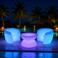 Table basse moderne à LED en plastique PE, 16 couleurs changeantes, table ronde lumineuse pour la maison, la terrasse, le jardin, le bar, le salon