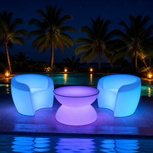 <span class=keywords><strong>Table</strong></span> basse moderne à LED en plastique PE, 16 couleurs changeantes, <span class=keywords><strong>table</strong></span> ronde lumineuse pour la maison, la terrasse, le jardin, le bar, le salon - Product Image 4