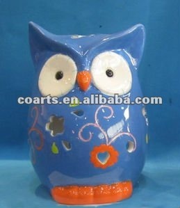 Portavelas Búho Cerámica, azul - Product Image 1