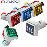 LED Digital Fase Tunggal Voltmeter Ammeter Hertz Meter 22mm AC50-250V 0-100A 0-99HZ Kelas 1 Akurasi Plastik