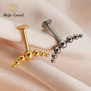 Bijoux en titane, sertissage incurvé, grappes de perles, hélice verticale, piercing d'oreille, tragus - Product Image 5