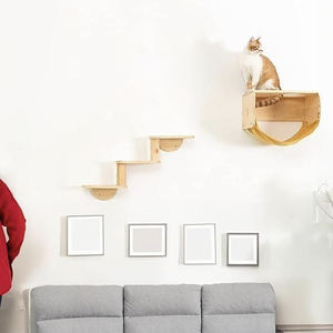 YOUME - Salon mural modulaire pour chat en bois de pin naturel avec échelle d'escalade, capacité robuste de 20 kg, certifié ISO et BSCI - Product Image 5