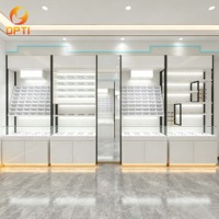 Premium MDF Optiker-Ausstellungsvitrine, LED-Beleuchteter Brillen-Präsentationsschrank für den Einzelhandel