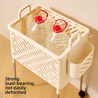 Panier à linge pliable en plastique Vante, sans pliage, avec roulettes et roulettes pivotantes, style minimaliste pour la salle de bain