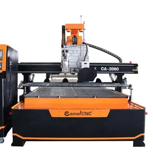 Diskon! Mesin router cnc 4 sumbu 2000*8000mm ATC penggilingan kayu gunting dengan gergaji kepala pemotong