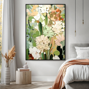 Hecho a mano acrílico colorido Floral minimalista texturizado 3D pared arte abstracto flores pinturas para dormitorio - Product Image 1