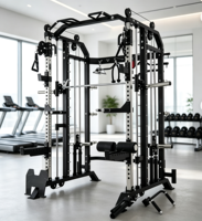 Máquina Smith Multifunción, Equipo de Fitness Comercial Todo en Uno, Entrenador Smith, Soporte para Sentadillas, Cable Crossover, Entrenamiento con Pesas