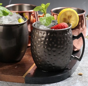 Vente en gros de tasses à café et à cocktails en acier inoxydable de 16/18 oz, cuivre pur, <span class=keywords><strong>martelé</strong></span>, mug Moscow Mule - Product Image 4
