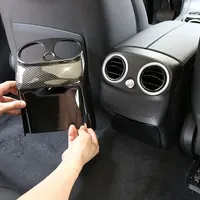 Pour Mercedes Benz Classe C W205 2015-18, cache anti-coup de pied en fibre de carbone ABS pour la sortie d'air conditionné arrière, accessoires décoratifs pour voiture