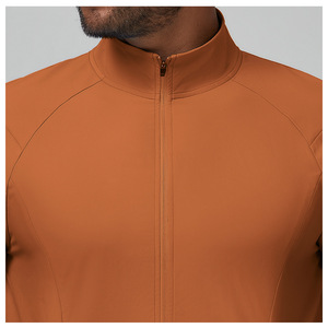 Veste athlétique unie pour <span class=keywords><strong>homme</strong></span> à col montant, coupe-vent décontracté zippé, idéale pour la course, la gym, le fitness et les activités sportives en extérieur, légère et résistante au vent - Product Image 3