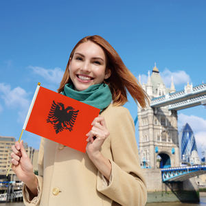 Impresión personalizada de poliéster de mano Albania Country Stick Flag - Product Image 3