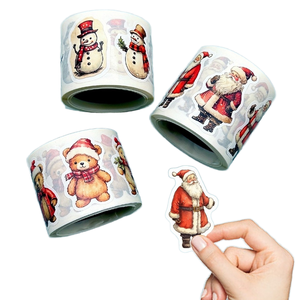 Pegatinas Navideñas Impermeables con Recubrimiento UV, Autoadhesivas, con Formas Especiales, en Rollo, para Decoración <span class=keywords><strong>de</strong></span> Regalos, Sellado y Manualidades - Product Image 1