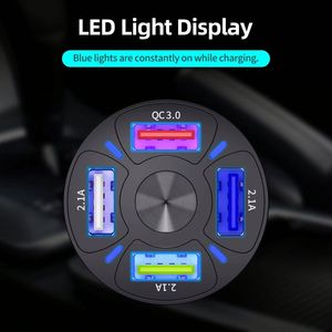 QC3.0 4-Port USB Fast Charger Car Phone Station Charger LED <b>Light</b> Portable Car Charger for Phone 16 15 14 - Product Image 5