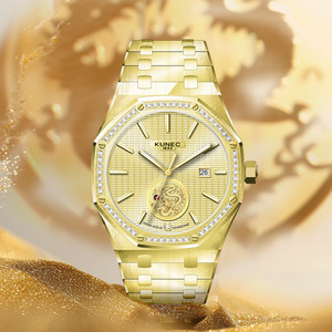 Reloj Mecánico de Lujo para Hombre MIGE, Emblema de Dragón Dorado, Diamantes Reales, Correa de Acero Inoxidable, Resistente al Agua, Reloj de Pulsera para Negocios - Product Image 4