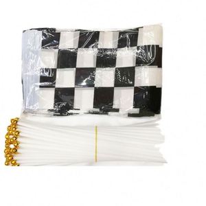 Bandera de Carreras a Cuadros Blancos y Negros, 14*21cm, Poliéster Impermeable, Bandera de Mano F1, Impresión Digital, Venta al Por Mayor - Product Image 3