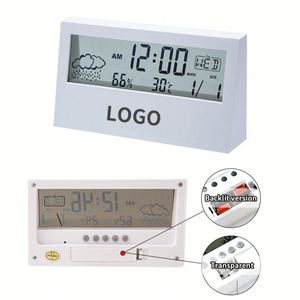 <b>Digital</b> <b>Clock</b> Custom Rectangular Portable Lightweight LCD Humidity Date <b>Digital</b> <b>Clock</b> with Logo for Outdoor - Product Image 1
