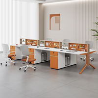 Poste de travail de bureau pour personnel, combinaison bureau et chaise avec 2 tiroirs, bureau pour 6 personnes