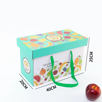 Boîte en carton écologique jetable pliable carrée pour fruits frais, impression couleur du logo, carton ondulé rigide portable