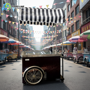 Chariot de rue pour la crème glacée Chariot de nourriture pour la crème glacée sur roues Chariot mobile de crème glacée en plein air - Product Image 1