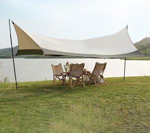 Abri soleil coupe-vent <span class=keywords><strong>Ultra</strong></span>-<span class=keywords><strong>léger</strong></span> pliant Portable randonnée pique-nique équipement noir enduit auvent auvent tente bâche pour Camping en plein air - Product Image 2