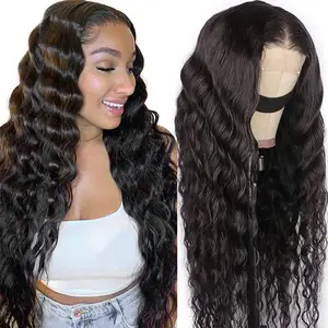 Raw Indian Loose Deep Wave Wig 30 Inch Curly Deep Wave Full Lace Human Hair Wig 180 Density 13X6 Deep Wave Lace Front Wig