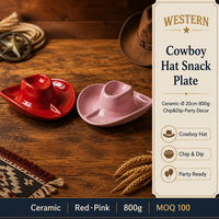 Plats de service en céramique en gros, en forme de chapeau de cowboy, bol à chips et sauce, design sombrero pour restaurant occidental moderne, Hub d'approvisionnement