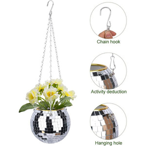 Maceta de Bola de Discoteca Chuang De, Maceta Colgante con Espejo <span class=keywords><strong>para</strong></span> Plantas Suculentas, Decoración de Jardín <span class=keywords><strong>para</strong></span> el Hogar, Brillante Bajo la Luz Solar - Product Image 4