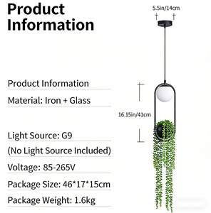 <b>Faux</b> Mandala Eucalyptus Hanging Planter Set,Artificial Green <b>Plant</b> Pendant Light, Home Decor Indoor Suspended Botanical Lighting - Product Image 4