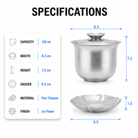 Service à thé Gongfu en titane pur, Gaiwan en titane, Infuseur à thé minimaliste, Tasse à thé, Cérémonie du thé, Art du thé, Camping