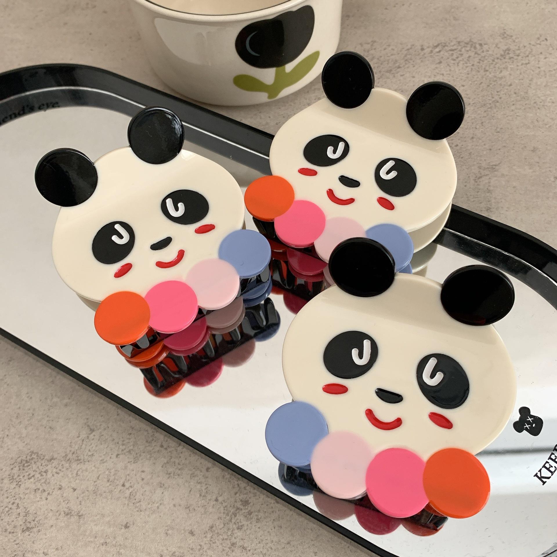 QianJin Cute Little Panda Colored Beans Acetate High-end logo Custom Hair Clips Hair Accessories Wholesale Simple Hair Claws