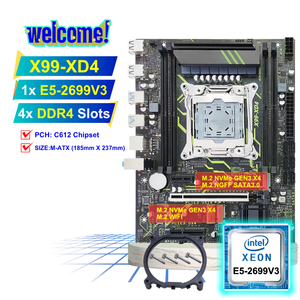 Kit de Placa Base PANDL NUEVO X99-XD4 para Escritorio con CPU Intel <span class=keywords><strong>Xeon</strong></span> <span class=keywords><strong>E5</strong></span> 2699 V3, RAM DDR4, NVMe M2, SATA3.0, Combo de Placa Base X99 - Product Image 1